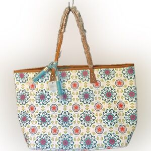 cinda b Large London Tote in Bora Bora print-NWT